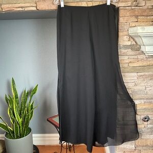 Carmen Marc Valvo Silk Sheer Palazzo Pants Party Holiday Event Classic Black 4